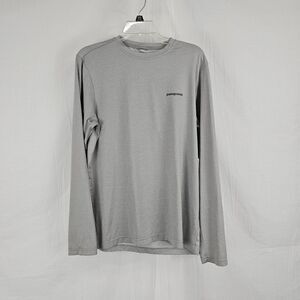 Patagonia Men's Size Small Outdoor Logo Long Sleeve Gray Fitz Roy Trout